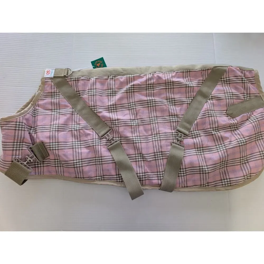Canine Styles Pink Plaid Sherpa Lined Dog Barn Coat Jacket Size 28 Large XL